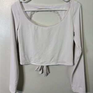 Wild Fable White Long Sleeve Crop Top